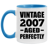 17th Birthday Vintage 2007 Aged Perfectly - 11oz Accent Mug Blue