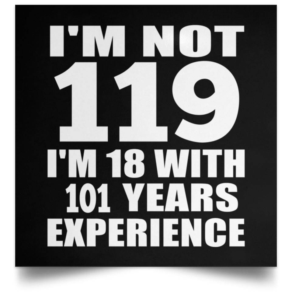 119th Birthday I'm Not 119 I'm 18 With 101 Years Experience - Poster Square