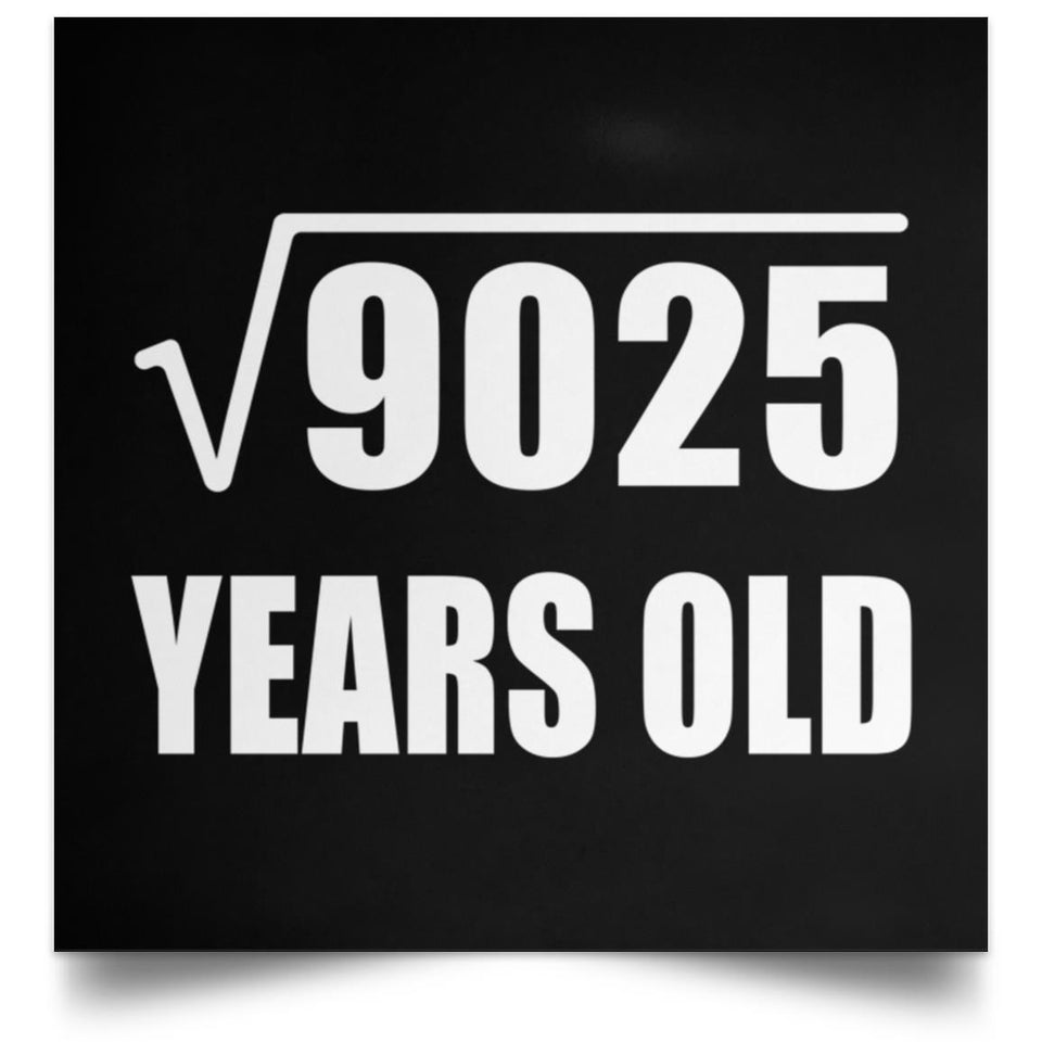 95th Birthday Square Root of 9025 Years Old - Poster Square