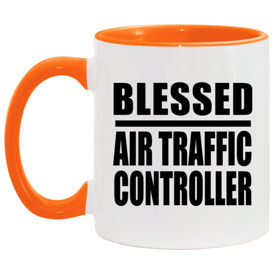Blessed Air Traffic Controller - 11oz Accent Mug Orange