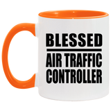 Blessed Air Traffic Controller - 11oz Accent Mug Orange