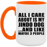 All I Care About Is My Jindo Dog - 15oz Accent Mug Orange