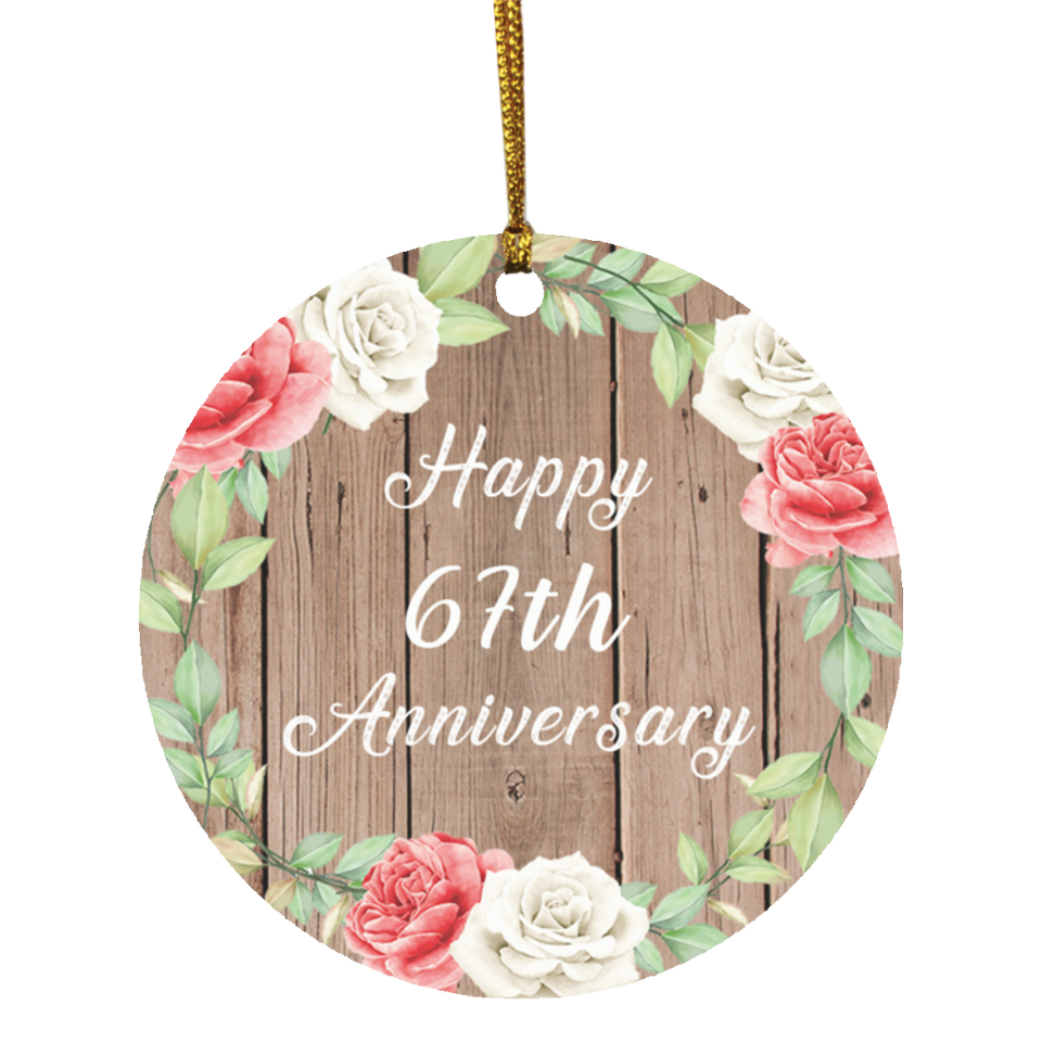 Happy 67th Anniversary - Circle Ornament B