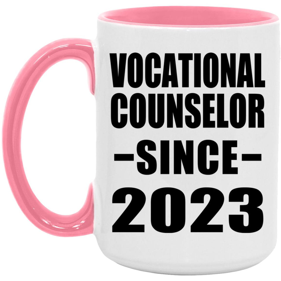 Vocational Counselor Since 2023 - 15oz Accent Mug Pink