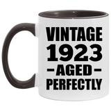 101st Birthday Vintage 1923 Aged Perfectly - 11oz Accent Mug Black