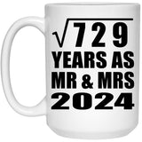 27th Anniversary Square Root of 729 Years As Mr & Mrs 2024 - 15oz Coffee Mug