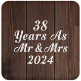 38th Anniversary 38 Years As Mr & Mrs 2024 - Drink Coaster D