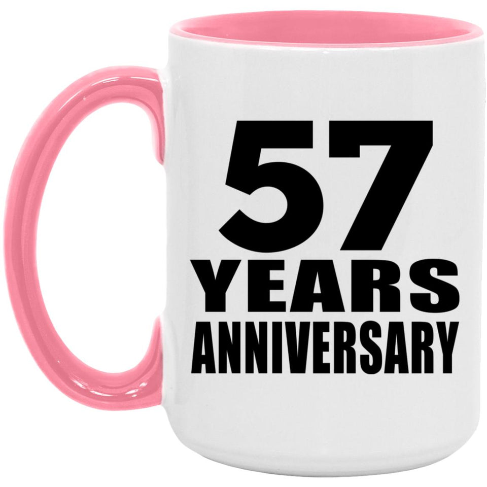 57th Anniversary 57 Years Anniversary - 15oz Accent Mug Pink