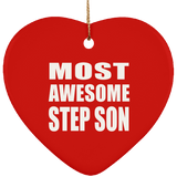 Most Awesome Step Son - Heart Ornament
