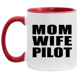 Mom Wife Pilot - 11oz Accent Mug Red
