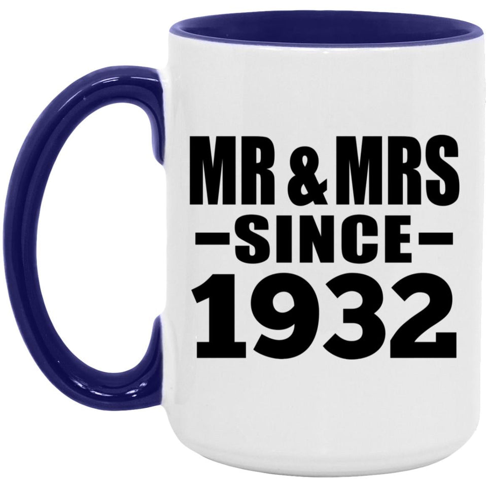 92nd Anniversary Mr & Mrs Since 1932 - 15oz Accent Mug Purple
