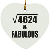 68th Birthday Square Root of 4624 & Fabulous - Heart Ornament