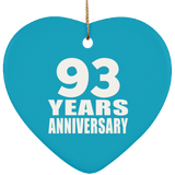 93rd Anniversary 93 Years - Heart Ornament