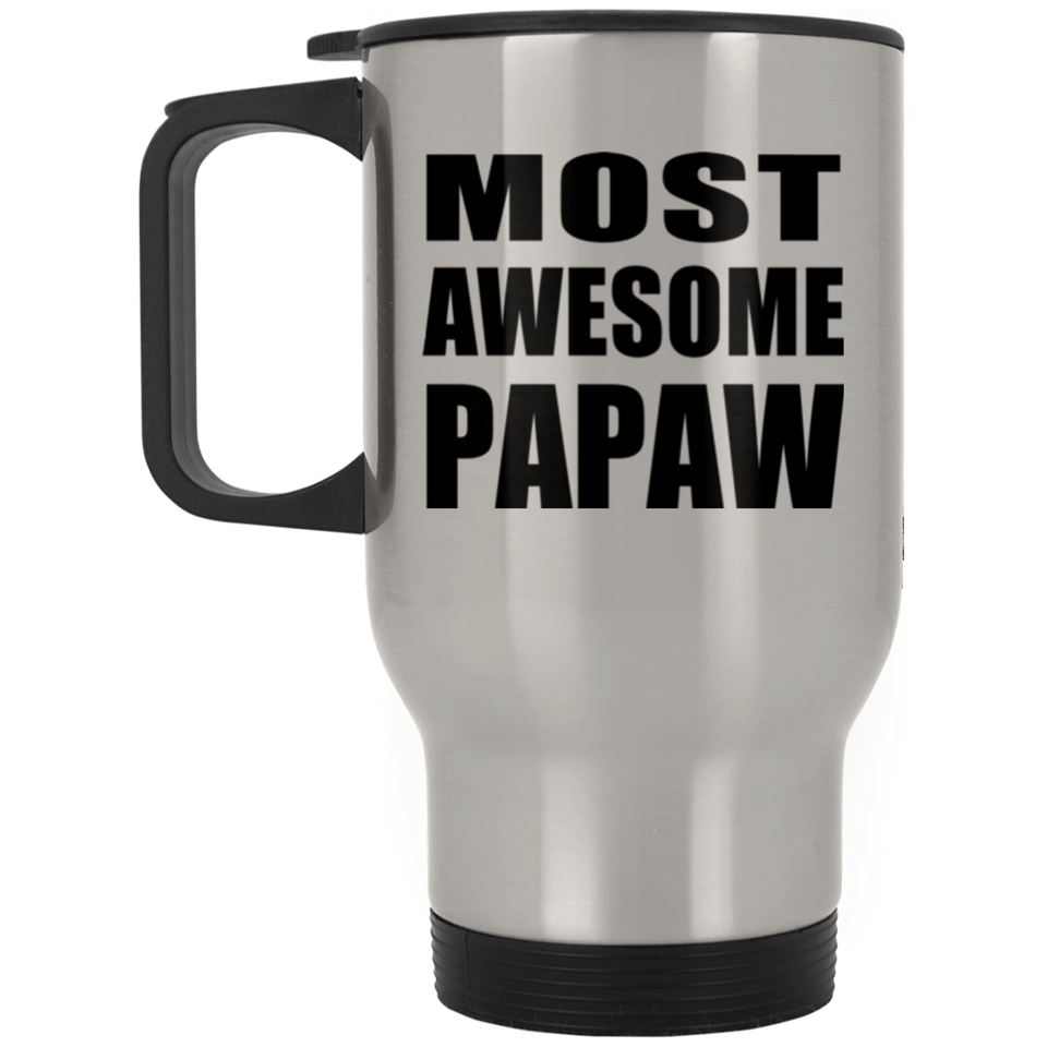 Most Awesome Papaw - Silver Travel Mug