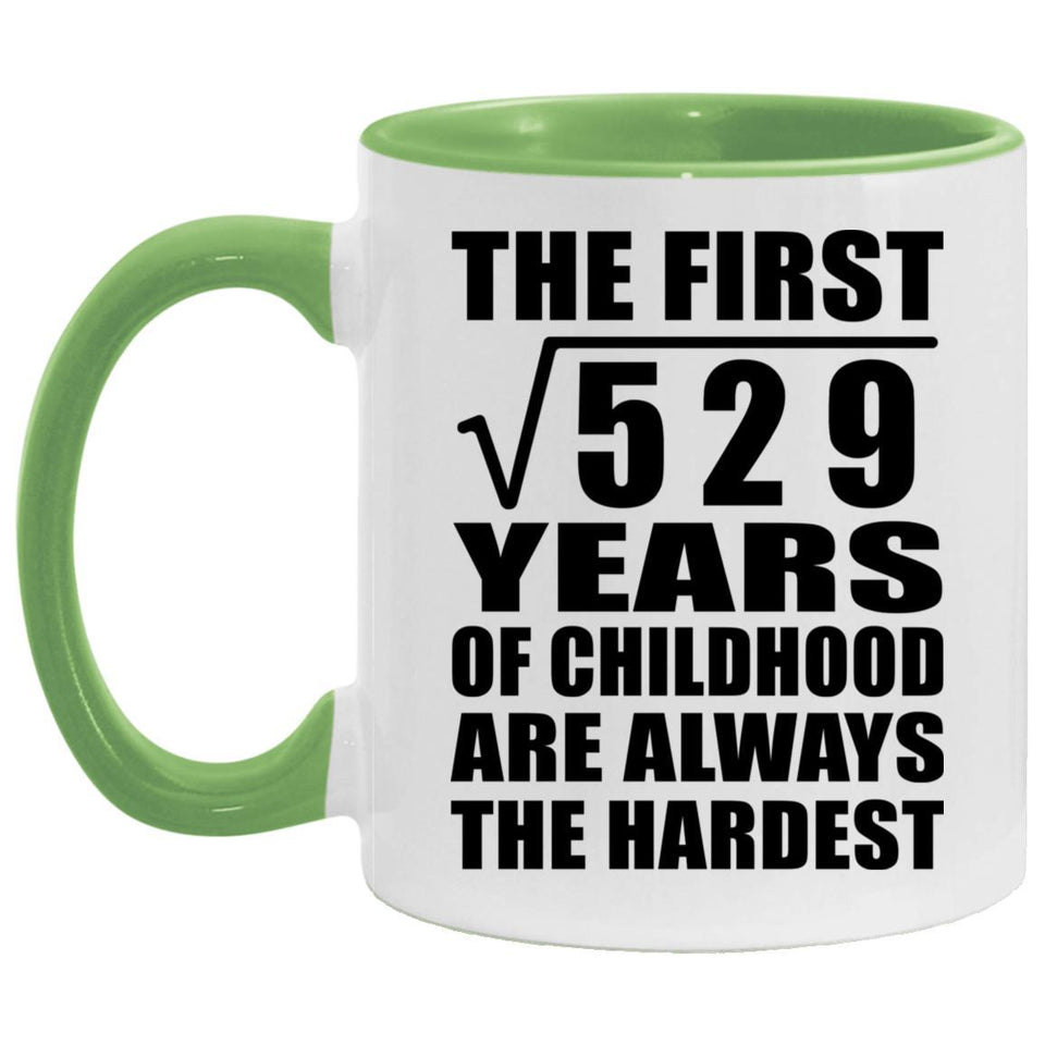 23rd Birthday Square Root of 529 Years of Childhood - 11oz Accent Mug Green