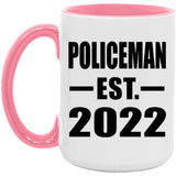 Policeman Established EST. 2022 - 15oz Accent Mug Pink