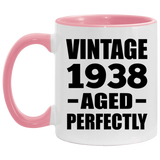 86th Birthday Vintage 1938 Aged Perfectly - 11oz Accent Mug Pink
