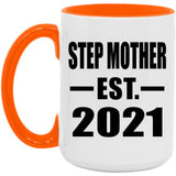 Step Mother Established EST. 2021 - 15oz Accent Mug Orange