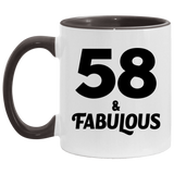 58th Birthday 58 & Fabulous - 11oz Accent Mug Black
