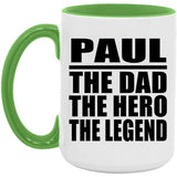 Paul The Dad The Hero The Legend - 15oz Accent Mug Green