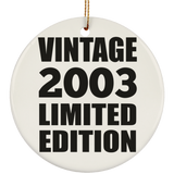 21st Birthday Vintage 2003 Limited Edition - Circle Ornament