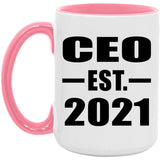 CEO Established EST. 2021 - 15oz Accent Mug Pink
