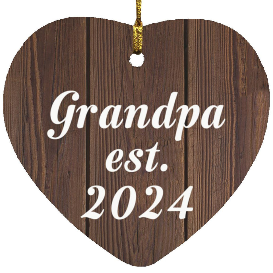 Grandpa Established EST. 2024 - Heart Ornament D