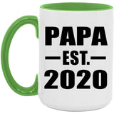 Papa Established EST. 2020 - 15oz Accent Mug Green