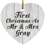 First Christmas As Mr & Mrs Gray - Heart Ornament F