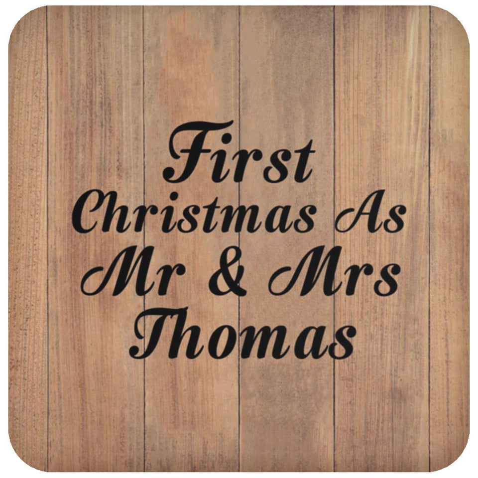 First Christmas As Mr & Mrs Thomas - Drink Coaster C