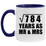 28th Anniversary Square Root of 784 Years As Mr & Mrs - 11oz Accent Mug Purple