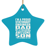 Proud Stationary Engineer Dad Of Awesome Son - Star Ornament