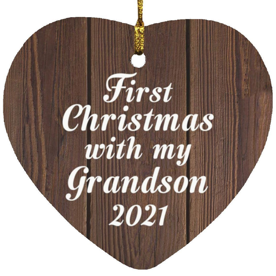 First Christmas With My Grandson 2021 - Heart Ornament D