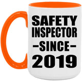 Safety Inspector Since 2019 - 15oz Accent Mug Orange