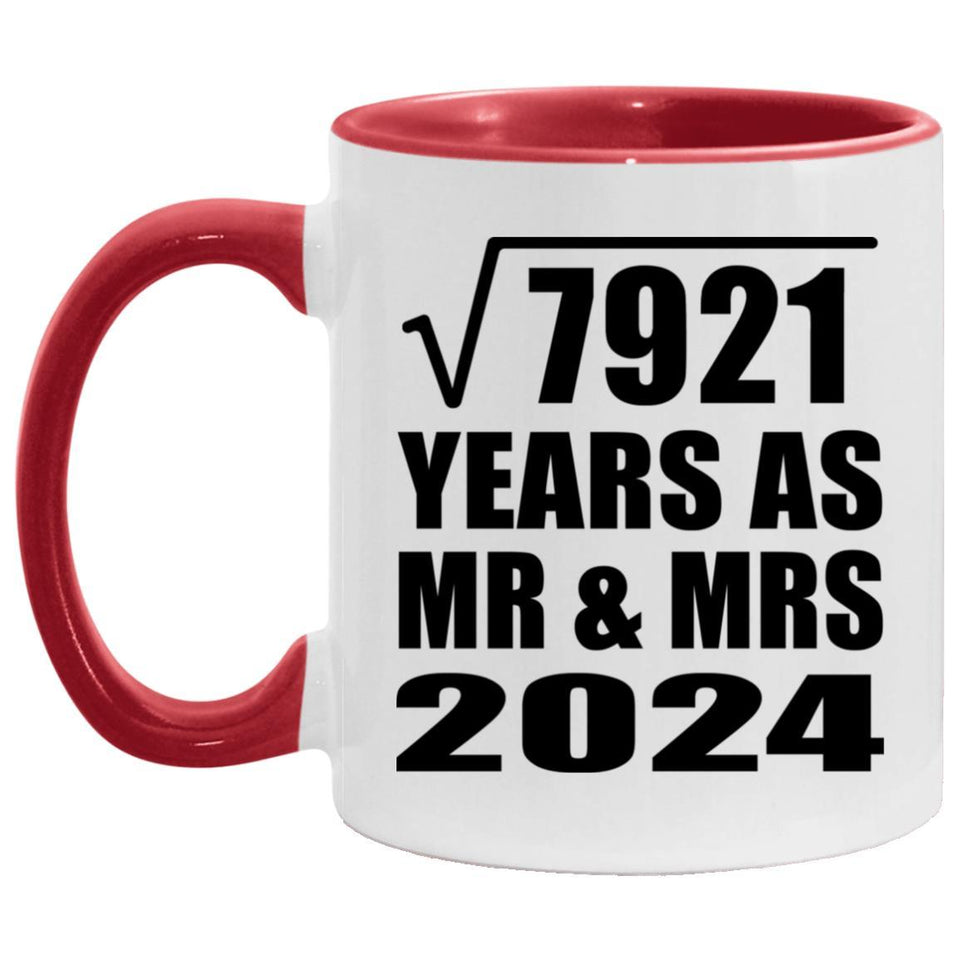 89th Anniversary Square Root of 7921 Years As Mr & Mrs 2024 - 11oz Accent Mug Red