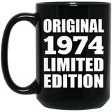 50th Birthday Original 1974 Limited Edition - 15oz Coffee Mug Black