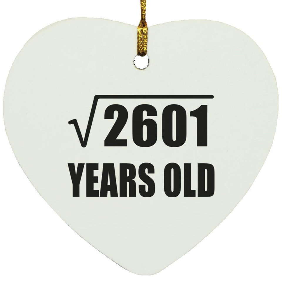51st Birthday Square Root of 2601 Years Old - Heart Ornament