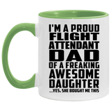 Proud Flight Attendant Dad Of Awesome Daughter - 11oz Accent Mug Green