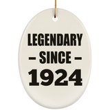 100th Birthday Legendary Since 1924 - Oval Ornament