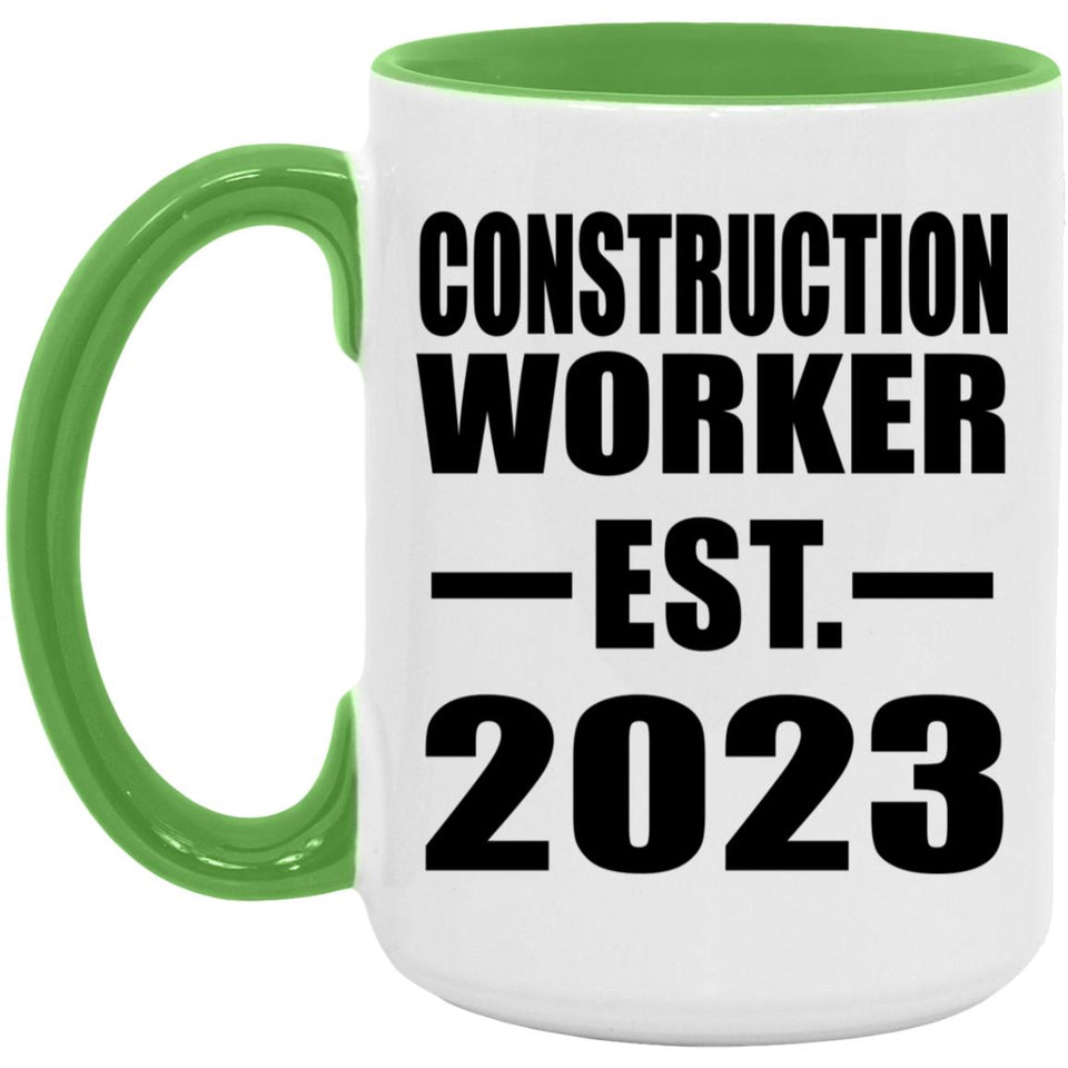 Construction Worker Established EST. 2023 - 15oz Accent Mug Green