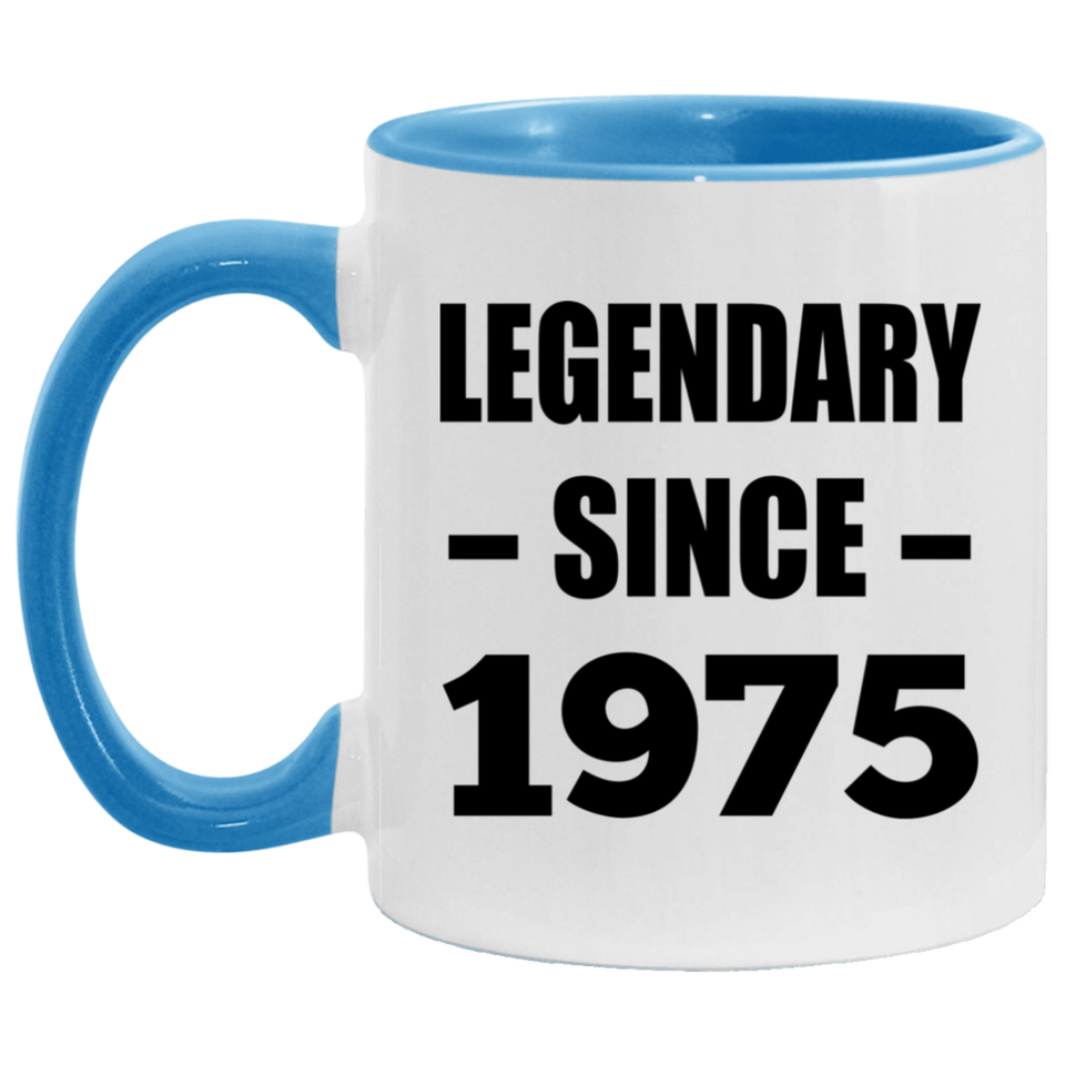 49th Birthday Legendary Since 1975 - 11oz Accent Mug Blue