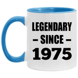 49th Birthday Legendary Since 1975 - 11oz Accent Mug Blue