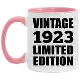 101st Birthday Vintage 1923 Limited Edition - 11oz Accent Mug Pink