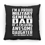Proud Military General Dad Of Awesome Daughter - Throw Pillow Black