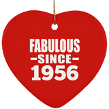 68th Birthday Fabulous Since 1956 - Heart Ornament