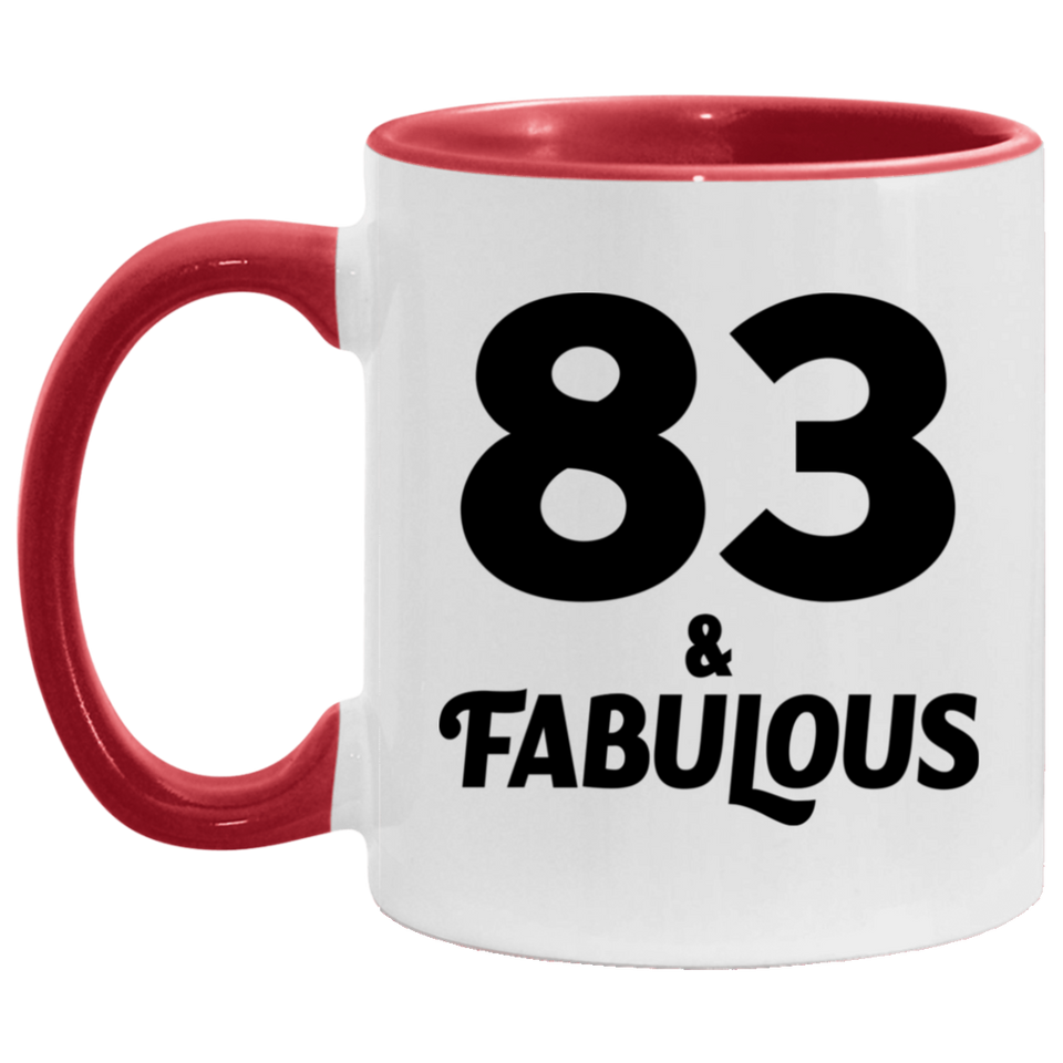 83rd Birthday 83 & Fabulous - 11oz Accent Mug Red