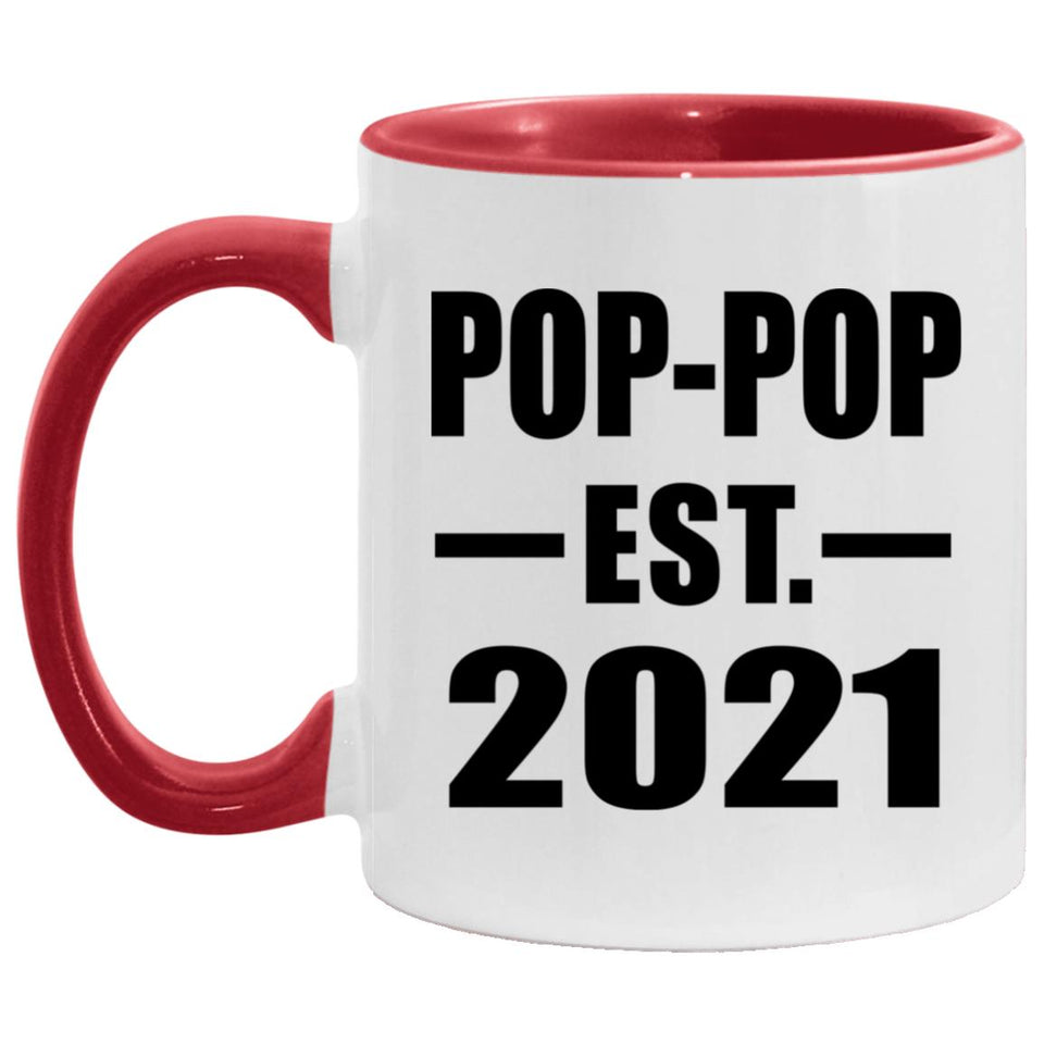 Pop-Pop Established EST. 2021 - 11oz Accent Mug Red