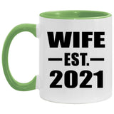Wife Established EST. 2021 - 11oz Accent Mug Green
