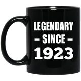 101st Birthday Legendary Since 1923 - 11oz Coffee Mug Black