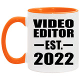 Video Editor Established EST. 2022 - 11oz Accent Mug Orange